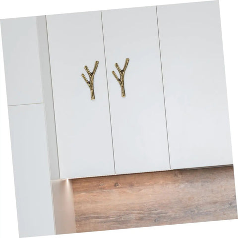 Installed Branch Shape Cabinet Knobs 4 Piece Set for Cabinets and Drawers Dressers Cupboards and Closets Easy Open Vintage Style