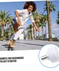 Person roller skating outdoors with 2 Pack Rubber Toe Stops For Roller Skates And Quad Skates, round brake block stoppers