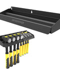 Go To Hammer Holder Wall Mount Storage Rack Organizer For Workshop Shed Garage And Home displayed with hammers and tools.