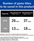 Officially Licensed 1TB External SSD For PS5 And PS4, USB 3.2 Gen2 Type A storage capacity chart for game titles
