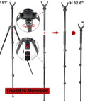 All Terrain 3 In 1 Adjustable Rifle Shooting Tripod Monopod And Bipod with Level Lock shown at various heights