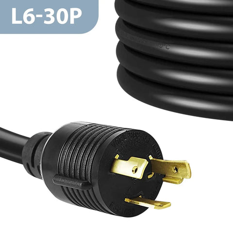 Heavy Duty L6-30P To L6-30R Twist Lock Generator Extension Cord 25 Feet 30 Amp 250V SJTW 10 Gauge Waterproof UL Plug