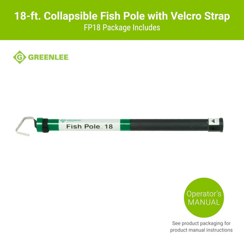 Collapsible 18 Foot Wire Pulling Fish Pole For Attics Ceilings And Crawl Spaces Far Reaching Cable Puller Tool shown collapsed with strap.