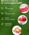 Image of BPA-free, red Hummingbird Feeder With Camera For Outdoors Solar Powered 2K Live Video AI Bird ID Ant Guard Base Bee Proof With 3 Feeding Ports Smart Bird Watching Gift, highlighting eco-friendly design.