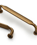 Close-up of Ten Pack 5 Inch 128mm Antique Brass Cabinet Handles for Kitchen Cupboards, Classic Vintage Hardware