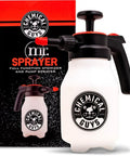 Mr Sprayer Full Function Pump Sprayer For Home, Garden, And Car Detailing, 50 Oz Heavy Duty Spray Bottle next to packaging box