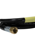 Close-up of 5 Foot Propane Hose Extension with High Pressure 1/4 Inch Female Pipe Thread to 1/4 Inch Male Pipe Thread Brass Fittings