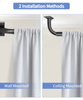 Black Curtain Rod For Room Darkening 28 To 48 Inches Wrap Around Heavy Duty Matte Black Window Treatment Rod wall and ceiling mounted
