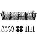Three Compartment Hammock Cargo Net For Tesla Cybertruck 2024 Plus Trucks with hooks and screws for easy installation.