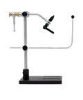 Right Handed Rotary Fly Tying Vise With Solid Base Smooth Rotating Action Tough Cam Jaw Clamping System in silver and black.