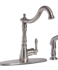 Single Handle Kitchen Faucet With Side Sprayer In Satin Nickel Or Oil Rubbed Bronze Finish, Victorian Style 2 Hole Mount, 1.8 Gpm Flow