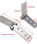 Heavy Duty Eight Piece Kit Of Three Inch Silver Folding Butt Hinges Cut From Genuine 304 Stainless Steel shown with dimensions.