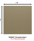 12x12 inch coyote brown thermoplastic composite sheet, 12 layers at 0.060 thick, USA made, front view with dimensions