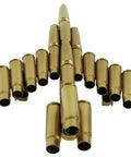 Rare Model Air Force Jet Airplane Display Piece Made From Gun Bullet Shell Casings, top view highlighting gold shell details