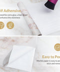 Close-up of Marble Peel And Stick Countertop Wallpaper 35.4 By 78.7 Inches Waterproof Self Adhesive Roll showing self-adhesive backing.