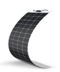 Curved Flexible 200W 12V solar panel for boats RVs campers and rigs, lightweight and easy to install on curved surfaces.