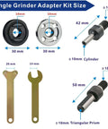 Electric Drill Grinder Wheel Disc Adapter Kit With 6 mm And 10 mm Shafts Adjustable Rotary Cutter includes spanners and shafts