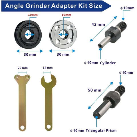 Electric Drill Grinder Wheel Disc Adapter Kit With 6 mm And 10 mm Shafts Adjustable Rotary Cutter includes spanners and shafts