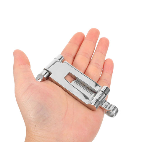 Toolbox latch, heavy-duty stainless steel with anti-rattle mechanism, held in hand