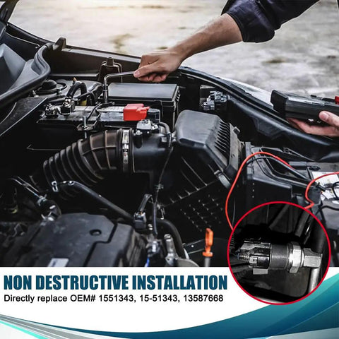 Installation of AC Pressure Sensor Switch Replacement With OEM 1551343 13587668 in car engine for high pressure detection