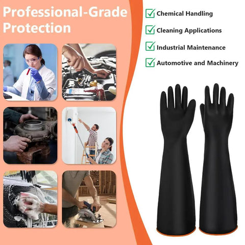 Tough As Nails 22 Inch Heavy Duty Rubber Gloves For Household Chores And Professional Cleaning Reusable Chemical Resistant Safety Gear With Ergonomic Comfort Fit displayed for various applications.