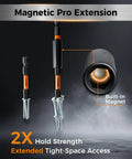 Close-up of Allen Wrench Drill Bit Set 21 Pcs Metric And SAE High Strength S2 Steel One Quarter Inch Hex Bits with magnetic extension.