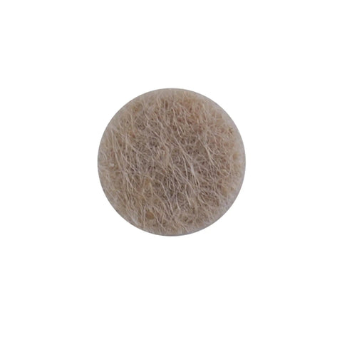 Three-Eighths Inch Round Mini Self-Stick Furniture Felt Pads For Hard Floors, close-up of beige pad for sofa or dresser protection.