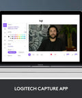 User interface of Logitech Capture App showing video feed from Straight Fire Top Tier HD Webcam Featuring Quick Release Privacy Shutters 1080P.