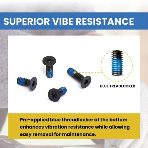 Close-up of Red Dot Screw Kit Set With 36 Pieces, showing pre-coated threadlocker blue screws for mounting red dot optics.