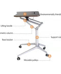 Detailed view of Legit Sturdy Height Adjustable Laptop Desk With Quick Pneumatic Lift Ball Bearing Casters for components.