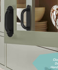 Two Pack 8 Inch Heavy Duty Door Pull Handles For Outdoor Metal Gates And Doors, on a kitchen cabinet, matte black finish