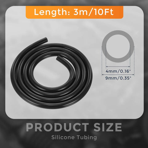Silicone Vacuum Hose 10 Ft Long 4 mm Outer Diameter 2.5 mm Wall Thickness High Temp Automotive Replacement Vacuum Tube For Engine Intake And Windshield Washer Lines Black Perfect Fit For Your Ride coiled hose with measurements.