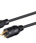 Heavy Duty Locking Power Cord L5-20P Plug To NEMA 5-15/20R Receptacle 20 Amp 125 Volt 12 AWG 2 Foot Black Built Tough For Power Tools Generators RVs Home Workshop Use, black cord with locking plug