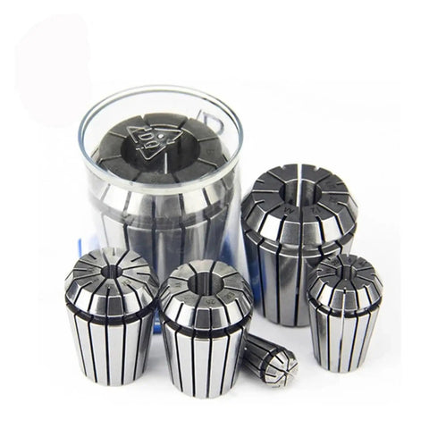 Heavy Duty Spring Collet Chuck Kit For CNC Lathe And Milling Machine featuring High Precision Engraving Spindle Tool Holders in a clear container.