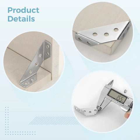 Beefy 24 Pack Stainless Steel Corner Braces With 90 Degree Right Angle Brackets for versatile wood joint support