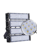 Heavy Duty Outdoor Flood Light Built Like A Tank For Stadium And Large Yards Featuring IP65 Waterproof Sealing and LED details.