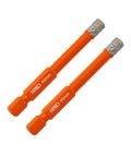 Dry Diamond Drill Bits Set, 2 Pack, One Quarter Inch Hex Shank With Quick Change, Multi Purpose For Granite Marble Tile Ceramic Porcelain