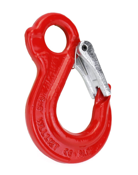 Clevis Slip Hook G80 Eye Hoist Sling Hook For Rigging And Lifting Beefy 1.2 Ton Load Capacity 4500 Lbs Breaking Point Forged Steel Red Rotary Eye Lock