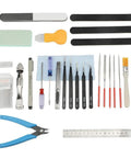 Dope 28 Piece Model Tools Kit for Gundam and Car Model Building with precision tools including screwdrivers and nippers on display.