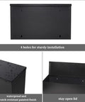 Stainless Steel Wall Mounted Mailbox With Key Lock Large Capacity Mailbox With Newspaper Compartment Rust Resistant Steel, rear view, installation holes
