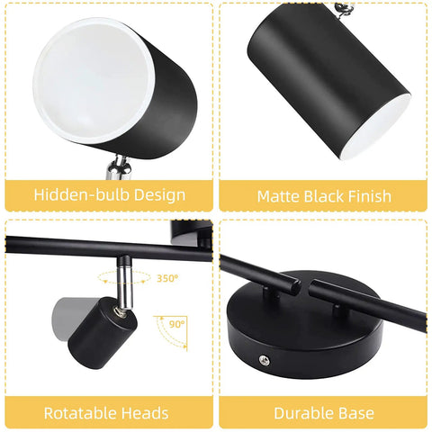 Smart 4 Light RGB LED Track Lighting Kit With Alexa Google Home And App Control Color Changing Ceiling Spotlight, matte black finish