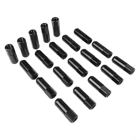Sleek Black Aluminum Wheel Lug Nuts M12x1.5 Forged Bolt Kit 60 Degree Seat Perfect To Lighten Ride And Spice Up Your Cars Trucks SUVs For Better Handling And Cool Style Vibes Every Day, 20 pack