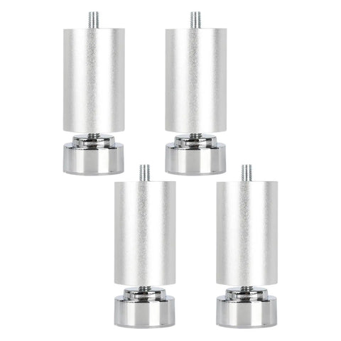 Four Pack Adjustable Furniture Support Legs for Tables, Beds, Cabinets, and Sofas, 20cm Tall, 10mm Threaded Holes, Sturdy Silver Table Feet