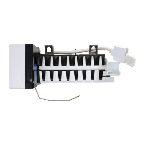 Replacement Ice Maker for Frigidaire IM-34, Ultra Durable Ice Maker Module, Easy At Home Install, front view, white and black frame