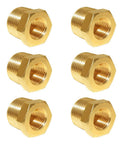 Six brass hex reducer 1/2 to 1/4 NPT adapters