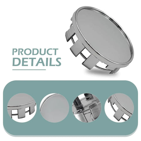 4 Pack Wheel Center Hub Caps 2 1 In 54mm Snap On Plastic Rim Guards showcase solid silver design and snap fit installation method.