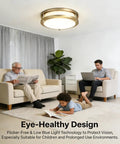 60W LED Flush Mount Ceiling Light Fixture 15 Inch Ultra Bright Daylight White 5000K 6000 Lumens in a living room setting