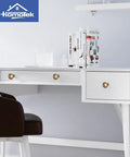White desk with 30 Pack Zinc Alloy Cabinet Knobs And Drawer Pulls Stepped Round Dresser Handles For Kitchen Cupboard Bathroom Wardrobe Hardware In Brass Bronze Durable Sturdy Finish That Elevates Any Cabinet Or Furniture Project Go To Choice installed on drawers.