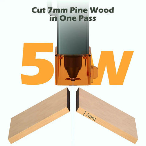 Desktop Laser Engraver Kortek 5W Dope Portable cutting 7mm pine wood in one pass, ultra precise to 0.01mm, app controlled engraving machine