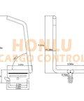 Technical diagram of Cargo E Track J Hook Hangers, four pack, dimensions for backpacks, long-handled tools, rust-resistant metal.